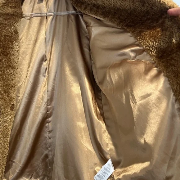 French‎ Connection Tan Faux Fur Teddy Jacket Sz. L - Picture 6 of 11